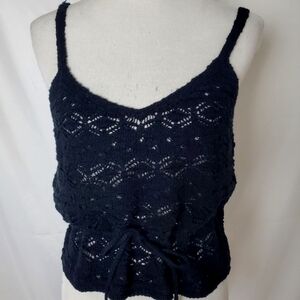 SO black crochet 1970s style halter top